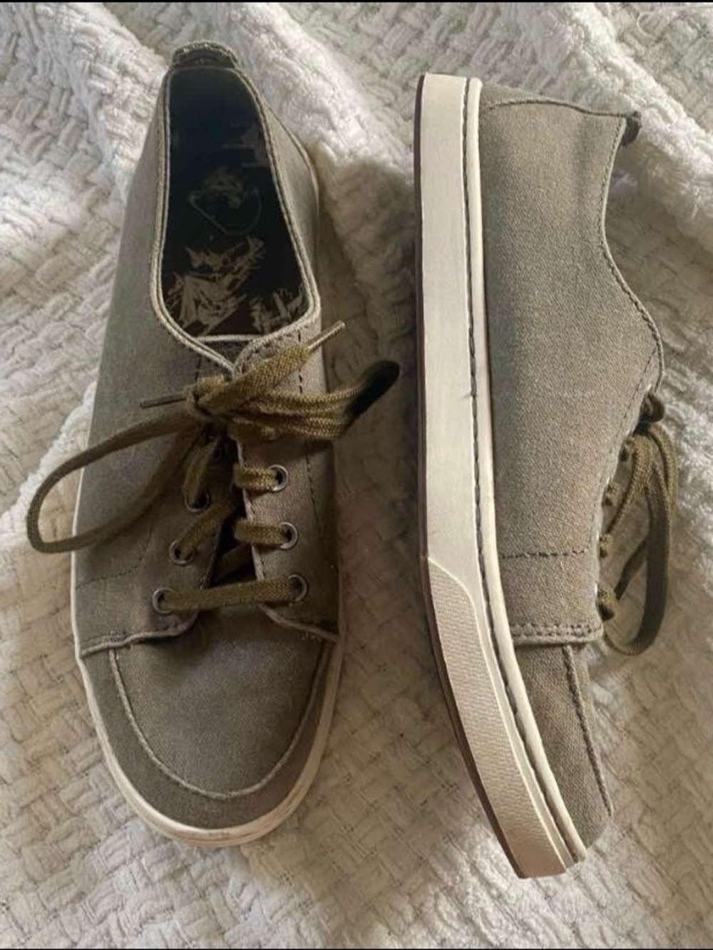 L.L. Bean Olive Green Canvas Lace-Up Sneakers
